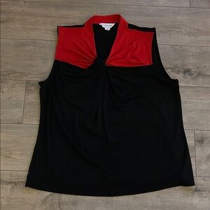 Liz Claiborne Red and Black Knot Blouse